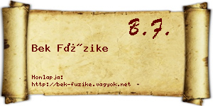 Bek Füzike névjegykártya